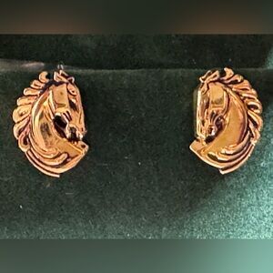 VTG Rick Cameron Horse Head Cufflinks Vermeil 925 Silver-Gilt 24k Gold Wildlife